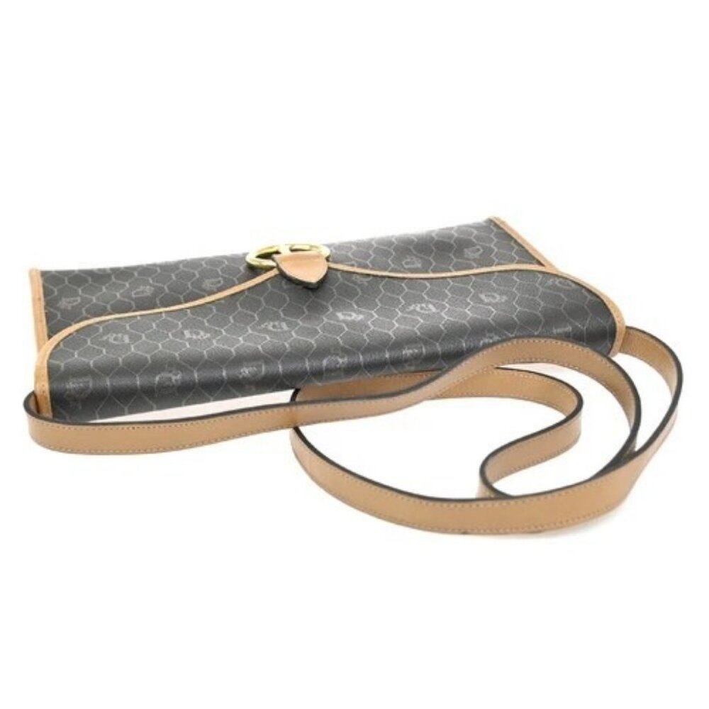 CHRISTIAN DIOR Honeycomb Chain Shoulder Bag PVC Leather Brown Gray GHW 39EG208 - Picture 5 of 14
